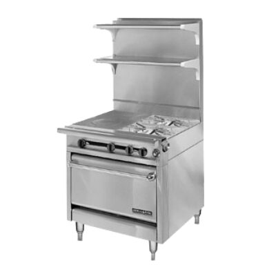 American Range HD34-1FT-2-1 34″ Gas Heavy Duty Range w/ (2) Open Burners, (1) 17″ French Top, (1) Standard Oven, 154.000 BTU