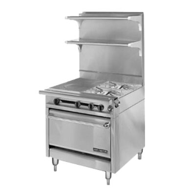 American Range HD34-1HT-2-1C 34″ Gas Heavy Duty Range w/ (2) Open Burners, (1) 17″ Hot Top, (1) Convection Oven, 144.000 BTU