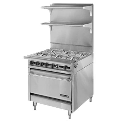 American Range HD34-6-1C 34″ Gas Heavy Duty Range w/ (6) Open Burners, (1) Convection Oven, 210.000 BTU