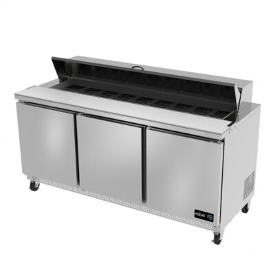 Asber APTS-72-18 Salad & Sandwich Prep Table with 3 Solid Doors – 72″W x 30″D x 43″H