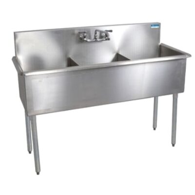 BK Resources BK8BS-3-1821-12 57″ (3) Three Compartment Sink