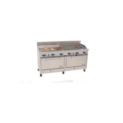 Comstock-Castle 2F330-3RB-36B 72″ Gas Restaurant Range w/ (1) 36″ Griddle, (1) 36″ Charbroiler, (2) Standard Ovens, 222.000 BTU