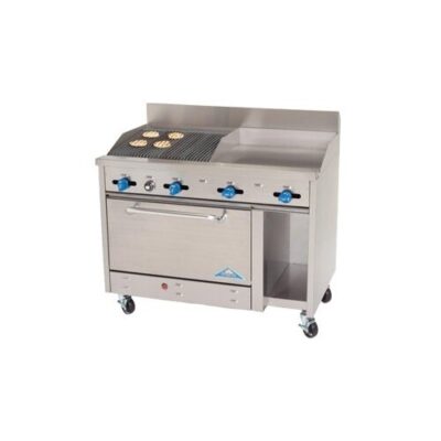 Comstock-Castle F3430-18-2.5RB 48″ Gas Restaurant Range w/ (1) 18″ Griddle, (1) 30″ Charbroiler, (1) Standard Oven, (1) Cabinet Base, 160.000 BTU