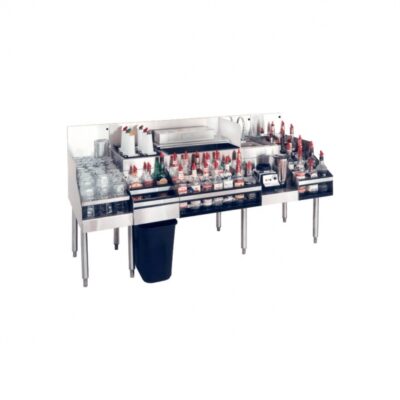 Glastender ALL-66A 66″ Underbar Ice Bin/Cocktail Station w/ 150 lbs. Ice, 12″ Blender Shelf