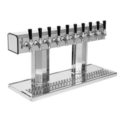 Glastender BT-10-MF Tee Draft Beer / Wine Dispensing Tower w/ (2) 5″ Towers, 10 Faucets