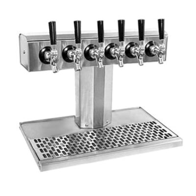 Glastender BT-6-SS Tee Draft Beer / Wine Dispensing Tower w/ (1) 5″ Tower, 6 Faucets, Air-Cooled