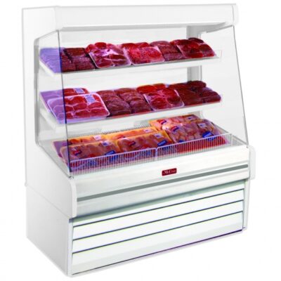 Howard-McCray R-OM30E-4L-LED 51” Vertical Meat Open Air Merhandiser in White, Remote Refrigeration, 2 Shelves, w/ LED Lighting