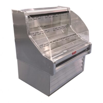 Howard-McCray R-OS35E-3C 39” Horizontal Curved Open Impluse Merchandiser in White, Remote Refrigeration, 2 Shelves