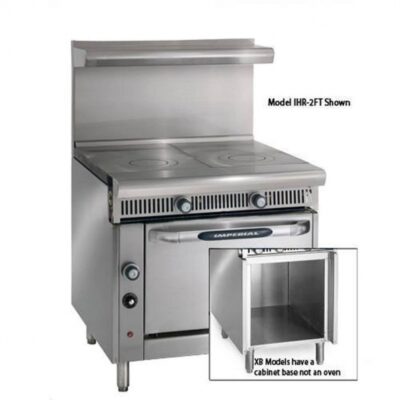 Imperial IHR-2FT-XB 36″ Gas Heavy Duty Range w/ (2) French Tops, (1) Open Cabinet Base, 70.000 BTU