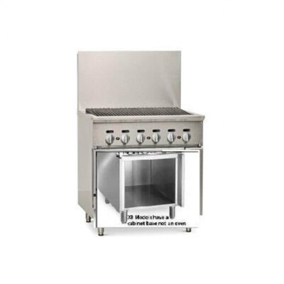 Imperial IR-36BR-XB 36″ Gas Restaurant Range w/ 36″ Radiant Charbroiler, (1) Cabinet Base, 90.000 BTU