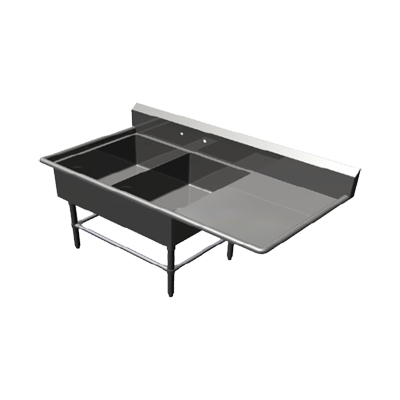 John Boos 2PB20284-1D20R 64″ (2) Two Compartment Sink