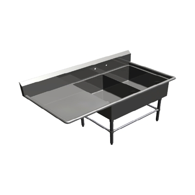 John Boos 42PB20284-1D24L 68″ (2) Two Compartment Sink