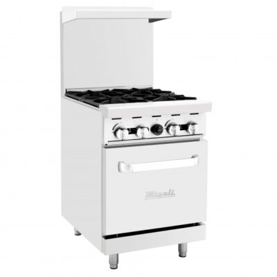 Migali C-RO4-NG 24″ Natural Gas Restaurant Range w/ (4) Open Burners, Standard Oven, 124.000 BTU