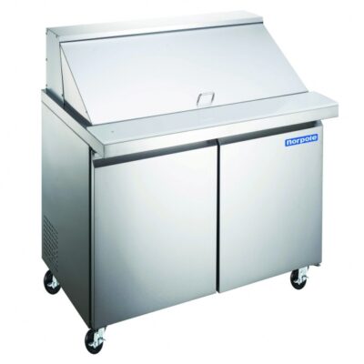 Norpole NP2R-SWMT36 Mega Top Refrigerated Prep Table w/ 2 Doors, 2 Shelves, 7.6 Cu Ft, 10 Pans