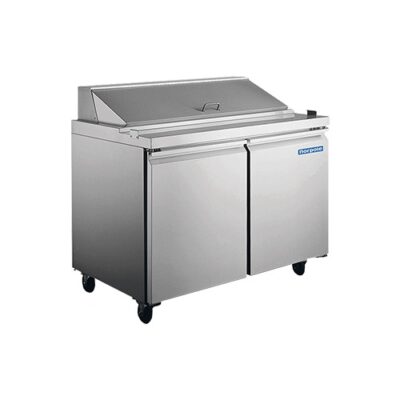 Norpole NP2R-SWMT60 Mega Top Refrigerated Prep Table w/ 2 Doors, 2 Shelves, 15 Cu Ft, 24 Pans