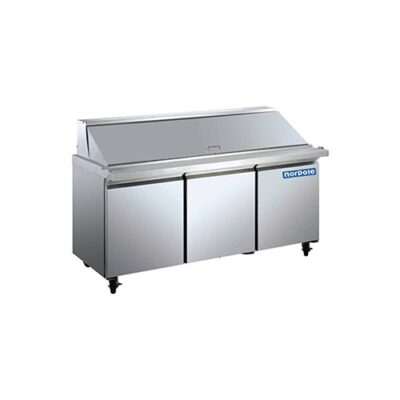 Norpole NP3R-SWMT Mega Top Refrigerated Prep Table w/ 3 Doors, 3 Shelves, 15.5 Cu Ft, 30 Pans