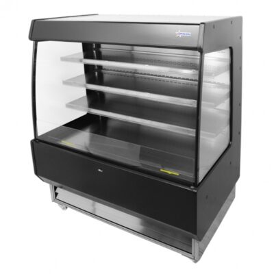 Omcan USA 44377 51″ Vertical Open Air Merhandiser in Black, Self-Contained, 4 Shelves, 27.2 cu ft.