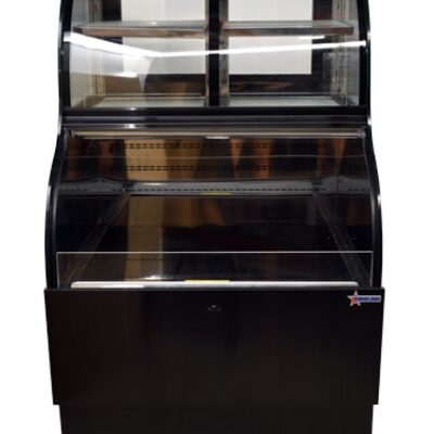 Omcan USA 47106 Dual Serve Refrigerated Display Case in Black, Combination Service, w/ Glass Sides, w/12.5 cu. ft.