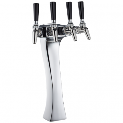 Perlick 4043-4B Panther Draft Beer Dispensing Tower, Polished Chrome Finish, 4 Faucets