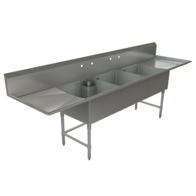 Tarrison TA-CDS324LR-KIT 120″ (3) Three Compartment Sink