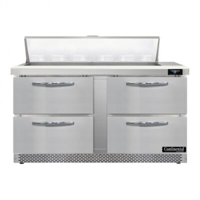 Continental Refrigerator SW60N12-FB-D 60″ 4 Drawer Refrigerated Sandwich / Salad Prep Table