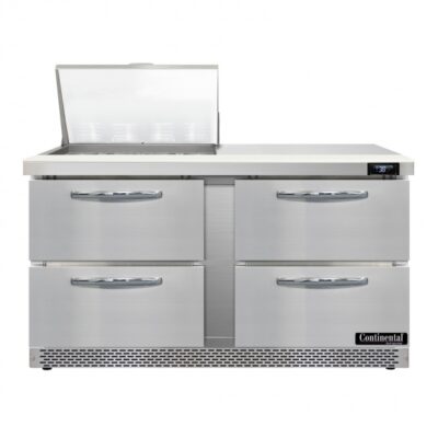 Continental Refrigerator SW60N12M-FB-D 60″ Mighty Top Refrigerated Sandwich Prep Table w/ 4 Drawers