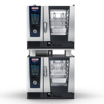 RATIONAL ICP NG Double Stacked 6/6 Half-Size Gas Combi Oven w/ Programmable Controls, Steam Generator, 208/240V